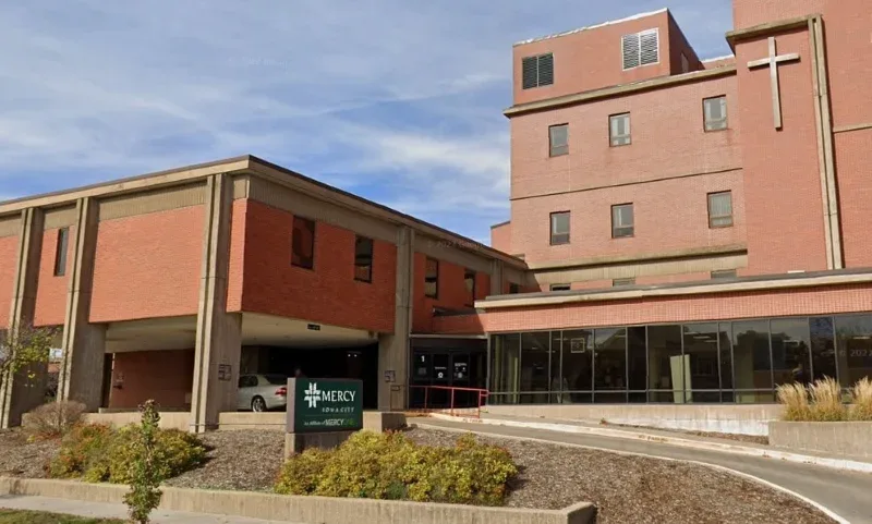 Mercy Hospital-Iowa City is located at 500 E. Market St. in Iowa City. (Photo via Google Earth)